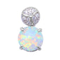 For Her! White Fire Opal & Pave Cubic Zirconia .925 Sterling Silver Pendant