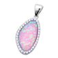 Beautiful Pink Fire Opal & Cubic Zirconia .925 Sterling Silver Pendant