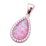  Rose Gold Plated Pear Shape Pink Opal & Cubic Zirconia .925 Sterling Silver Pendant