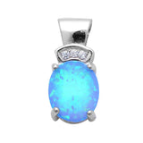 Blue Opal & Cubic Zirconia .925 Sterling Silver Pendant