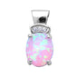 Pink Fire Opal & Cubic Zirconia .925 Sterling Silver Pendant