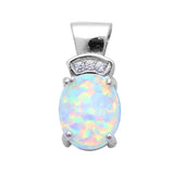 White Fire Opal & Cubic Zirconia .925 Sterling Silver Pendant