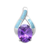 Larimar & Amethyst Fashion .925 Sterling Silver Pendant