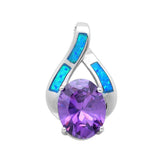 Blue Opal & Amethyst Fashion .925 Sterling Silver Pendant