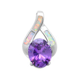 White Opal & Amethyst Fashion .925 Sterling Silver Pendant