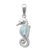 Larimar Sea Horse .925 Sterling Silver Pendant