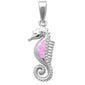Pink Opal Sea Horse .925 Sterling Silver Pendant