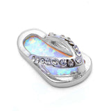 White Opal & Cz Beach Sandal .925 Sterling Silver Pendant