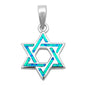 Blue Opal Star of David .925 Sterling Silver Pendant