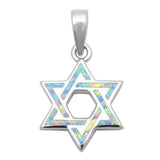 White Opal Star of David .925 Sterling Silver Pendant