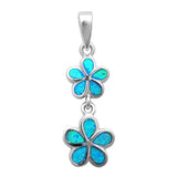 Blue Opal Plumeria .925 Sterling Silver Pendant