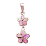 Rose gold Plated Pink Opal Plumeria .925 Sterling Silver Pendant
