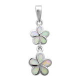 White Opal Plumeria .925 Sterling Silver Pendant