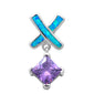 Blue Opal & Amethyst .925 Sterling Silver Pendant