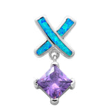 Blue Opal & Amethyst .925 Sterling Silver Pendant