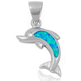 Blue Opal Fish .925 Sterling Silver Pendant