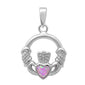 Pink Opal Claddagh Pendant .925 Sterling Silver
