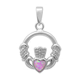  Pink Opal Claddagh Pendant .925 Sterling Silver