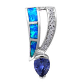 New Blue Opal,Tanzanite & Cubic Zirconia .925 Sterling Silver Pendant