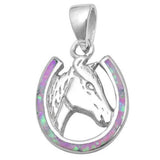 <span>CLOSEOUT! </span>Good Luck Pink Opal HorseShoe .925 Sterling Silver Pendant