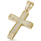 <span>CLOSEOUT! </span>Yellow Gold Plated Micro Pave Cubic Zirconia Cross .925 Sterling Silver Pendant