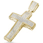 <span>CLOSEOUT! </span>Yellow Gold Plated Micro Pave Cubic Zirconia Cross .925 Sterling Silver Pendant