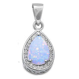 White Opal Pear Shape Drop .925 Sterling Silver Pendant