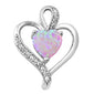 Pink Opal Heart & CZ .925 Sterling Silver Pendant
