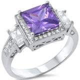 <span>CLOSEOUT!</span> 5.50ct Princess Cut Amethyst & Cz .925 Sterling Silver Ring