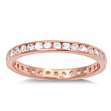  Rose Gold Plated Cz Eternity Band .925 Sterling Silver Ring