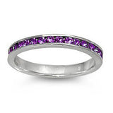  Channel set Amethyst .925 Sterling Silver Eternity Band