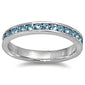 Aquamarine Eternity Band Ring .925 Sterling Silver Sizes 4-12