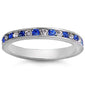 GORGEOUS BLUE & CLEAR Cubic Zirconia ETERNITY .925 Sterling Silver Ring Sizes