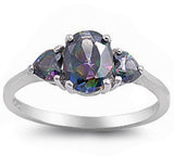Oval & Heart Rainbow Topaz Ring .925 Sterling Silver