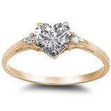 Yellow Gold Plated Cubic Zirconia Heart .925 Sterling Silver Ring