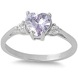 Light Lavender Heart & Cz .925 Sterling Silver Ring Sizes 4-10