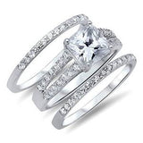 1.50ct Princess Cut Cubic Zirconia Three piece Engagement Bridal Set
