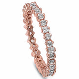 Rose Gold Plated White Cz Eternity Band .925 Sterling Silver Ring Sizes 4-12
