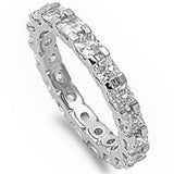 Princess-cut Cz Eternity Wedding Band .925 Sterling Silver