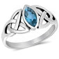<span>CLOSEOUT!</span> CELTIC DESIGN MARQUISE CUT Blue Topaz .925 Sterling Silver Ring Sizes 4-11