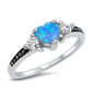 Heart Blue Opal & Cz .925 Sterling Silver Ring Sizes 4-10
