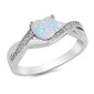 Heart White Opal & Cubic Zirconia .925 Sterling Silver Ring Sizes 4-12