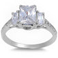ELEGANT Radiant Cut White CZ Engagement .925 Sterling Silver Ring Sizes 5-9
