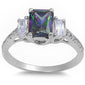 BEAUTIFUL RAINBOW TOPAZ & CZ .925 Sterling Silver Ring Sizes 5-9