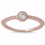 Rose Gold Plated Cubic Zirconia Petite Band .925 Sterling Silver