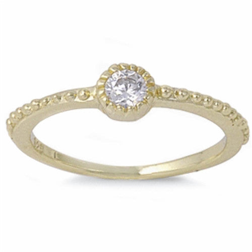YELLOW PLATED CZ FASHION .925 Sterling Silver Ring Sizes 4-9