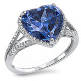  Tanzanite & Cubic Zirconia Heart .925 Sterling Silver Ring