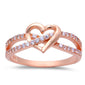 ROSE GOLD PLATED INFINITY LOVE KNOT HEART CZ Sterling Silver Promise Ring 4-11