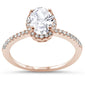Rose Gold Plated Oval Cut Cubic Zirconia Engagement  .925 Sterling Silver Ring Sizes 5-10