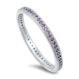 Amethyst Eternity Wedding Band .925 Sterling Silver Ring Sizes 4-10